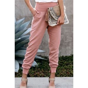 Casual Highwaist Joggers - Blush Pink